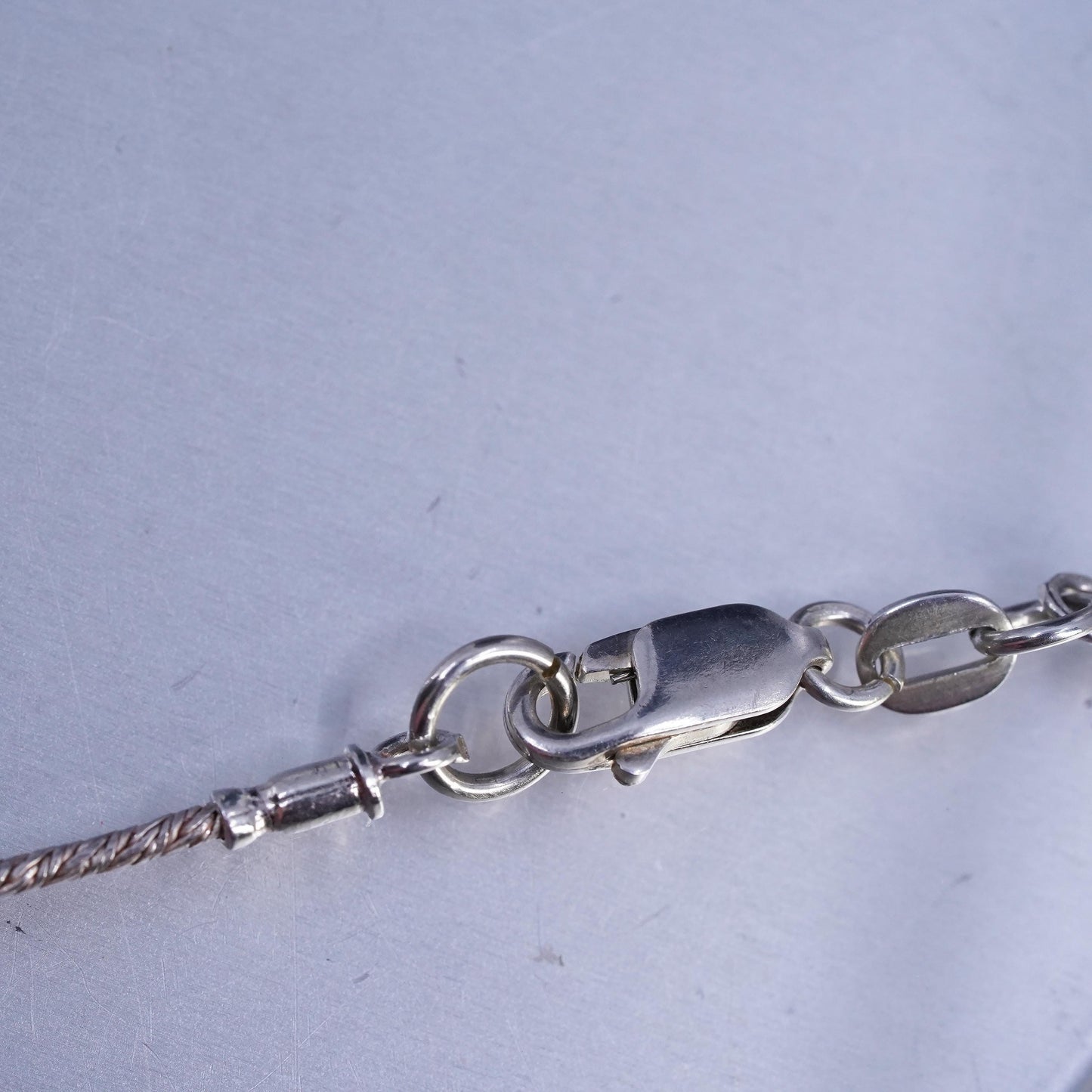 28" Italian two tone Sterling 925 silver snake chain necklace with beads