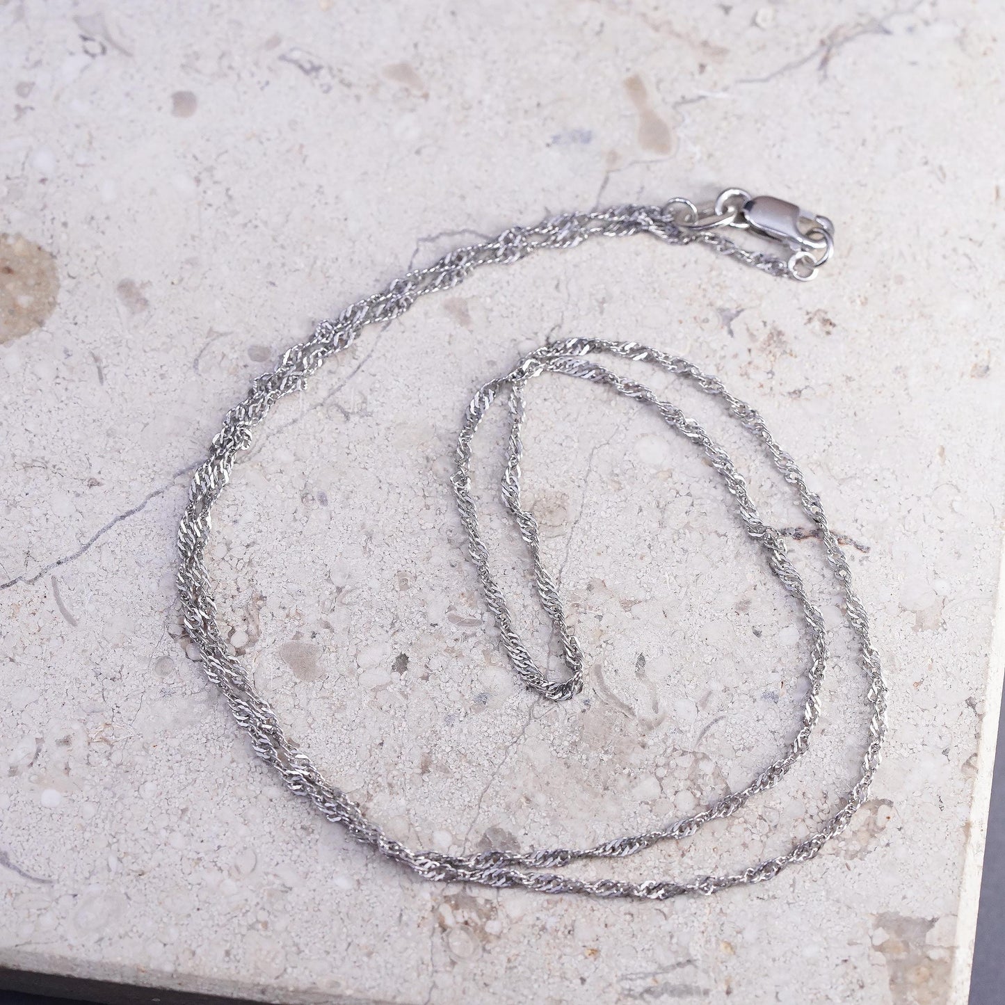 18" 1mm, vintage BGE Sterling silver twisted curb chain, 925 necklace