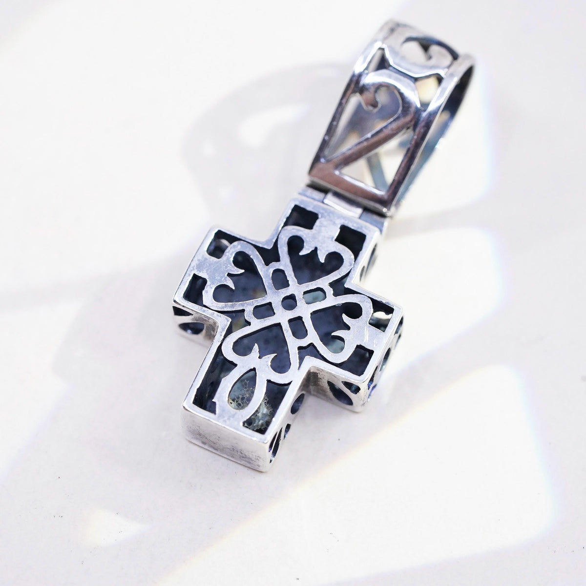 Vintage handmade Sterling silver pendant, 925 filigree cross charm