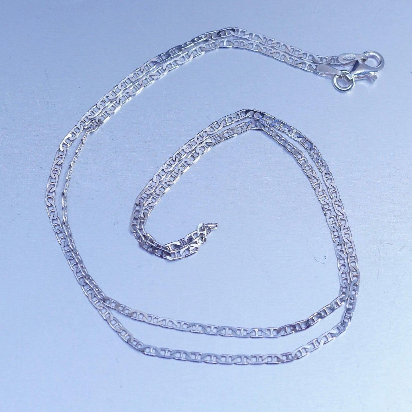 20” 2mm, vintage Italy Sterling 925 silver anchor bold chain necklace
