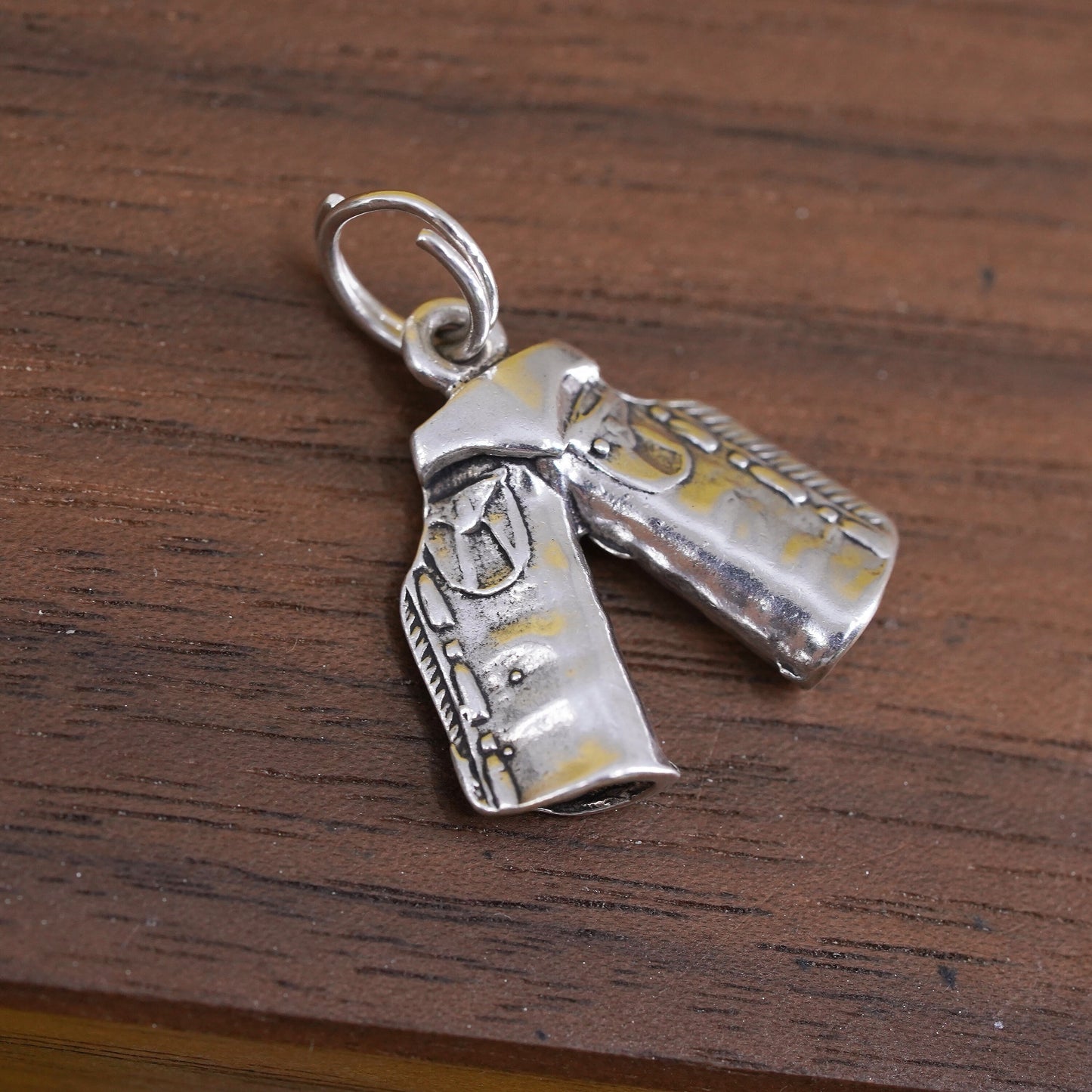 Vintage Sterling silver handmade charm, 925 cowboy chinks chaps pendant