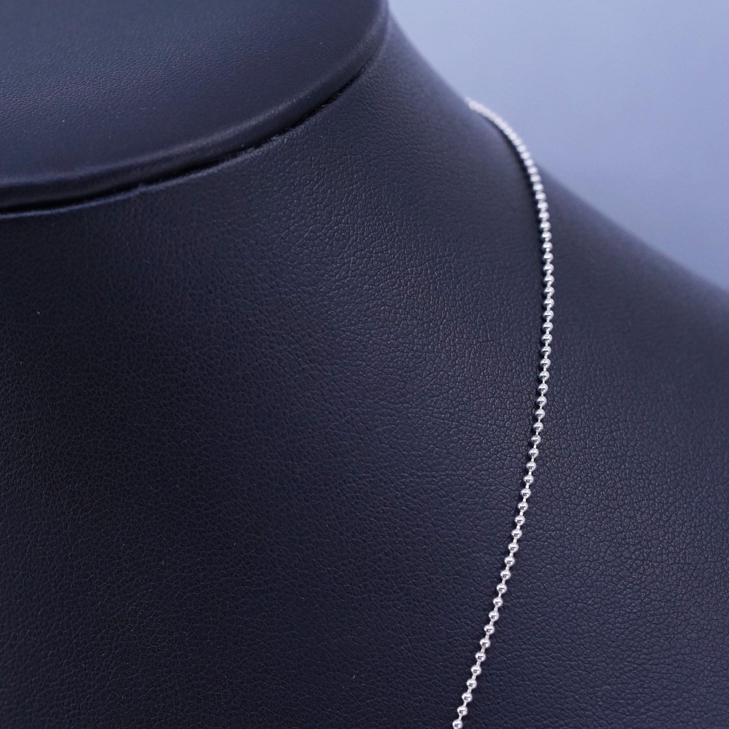 18” 1mm, vintage Italy Sterling 925 silver bead chain necklace