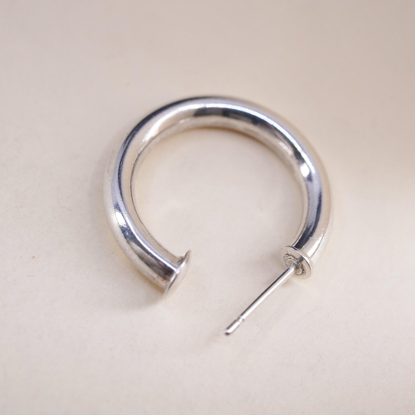 0.75", Vintage sterling silver single earring, minimalist primitive hoop stud