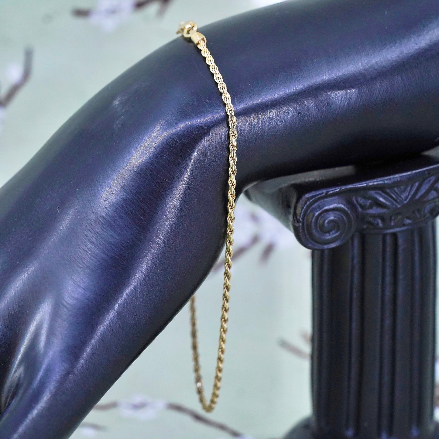 9”, vermeil yellow gold sterling silver bracelet, Italy 925 ankle chain anklet