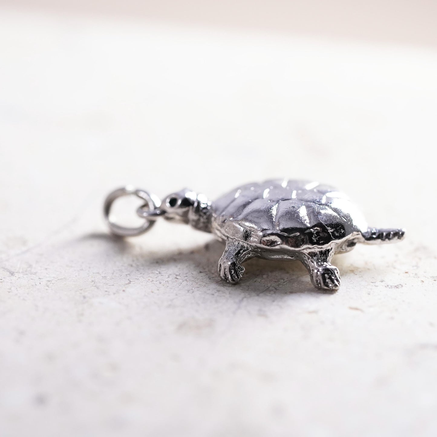 Vintage Sterling silver handmade pendant, 925 turtle charm