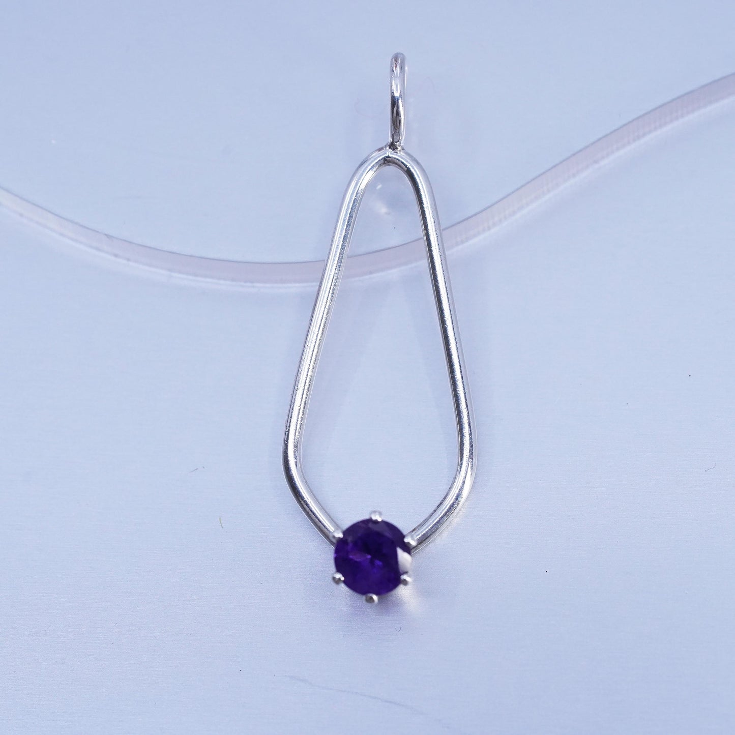 Vintage sterling 925 silver teardrop pendant with amethyst