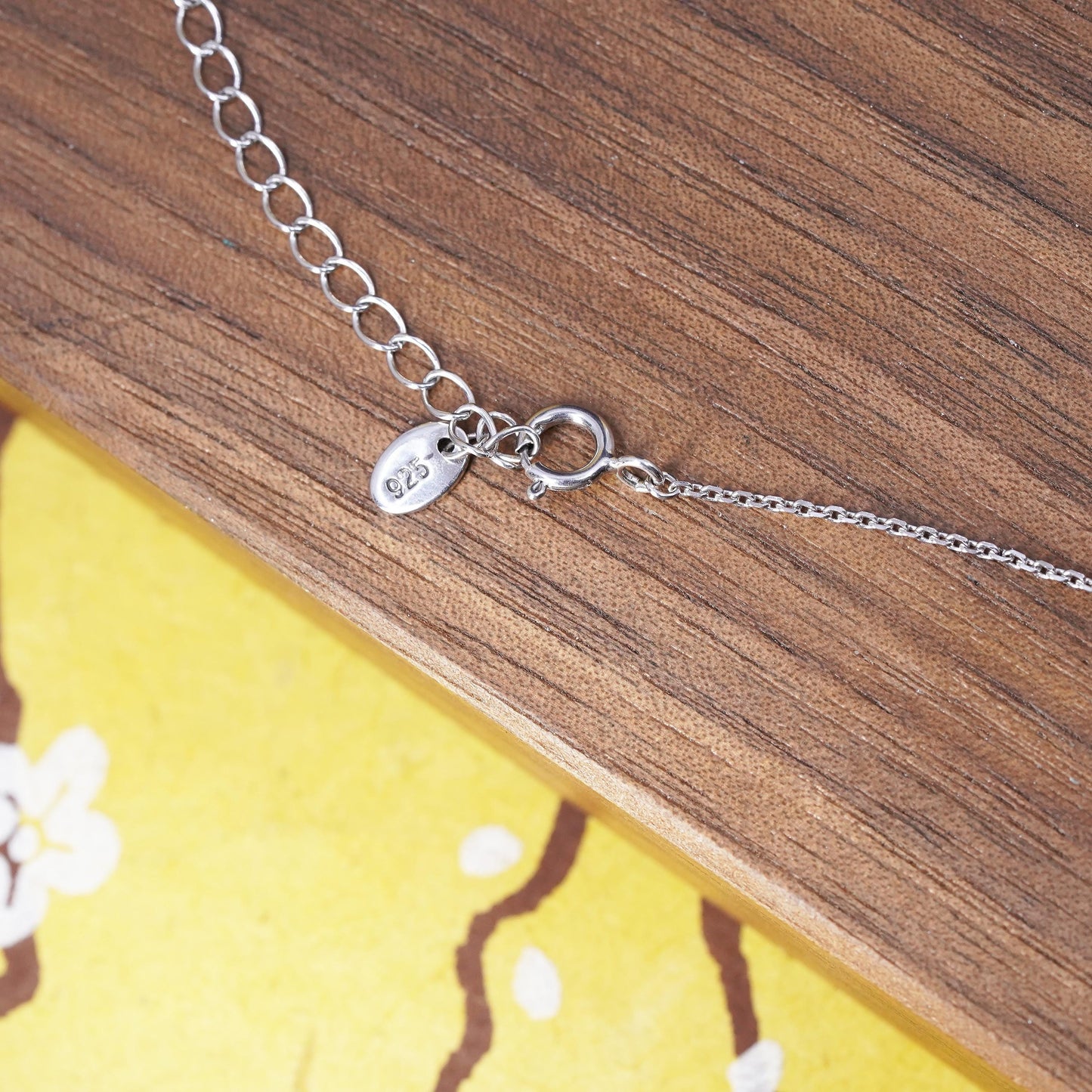 16+2" 1mm, vintage sterling 925 Silver circle chain necklace circle pendant