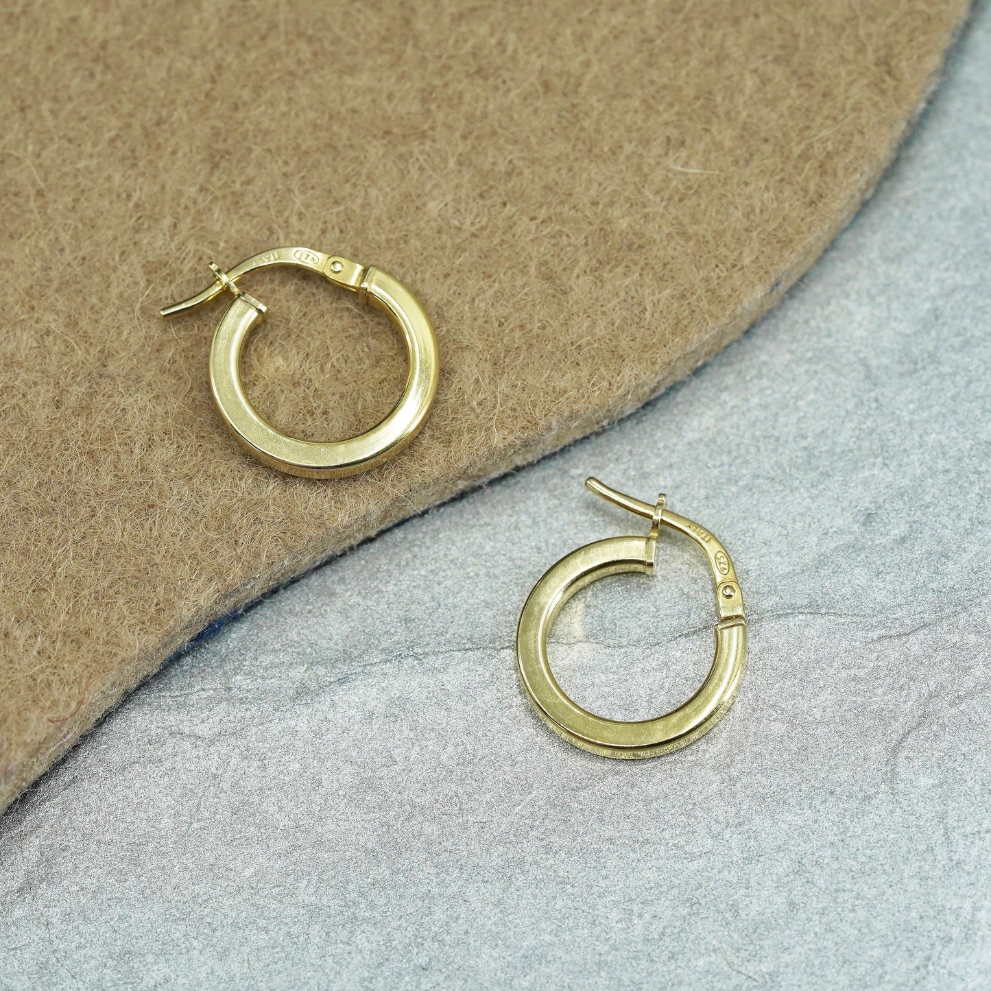 0.5”, Italian vermeil gold over Sterling silver earrings, 925 huggie hoops