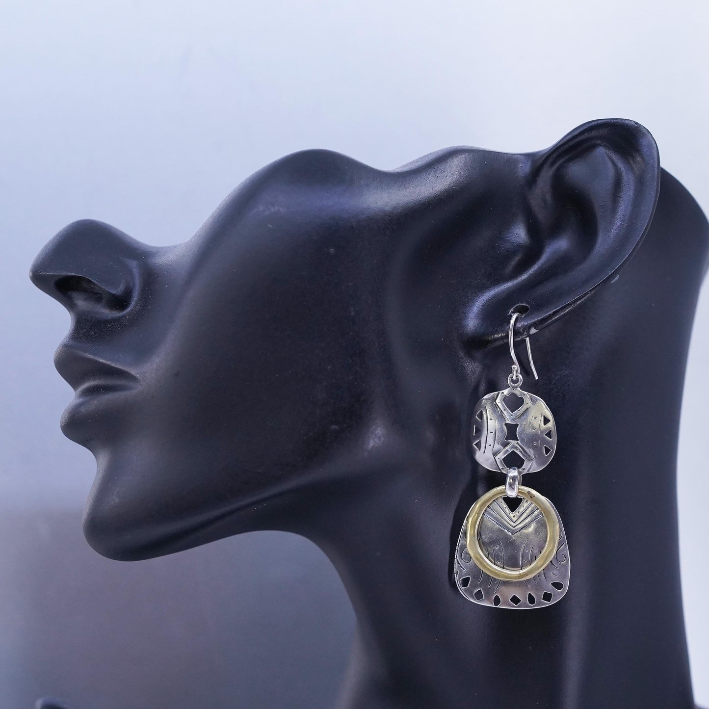 SILPADA two tone Sterling Silver 925 Faceted handmade Dangle Earrings Modernist