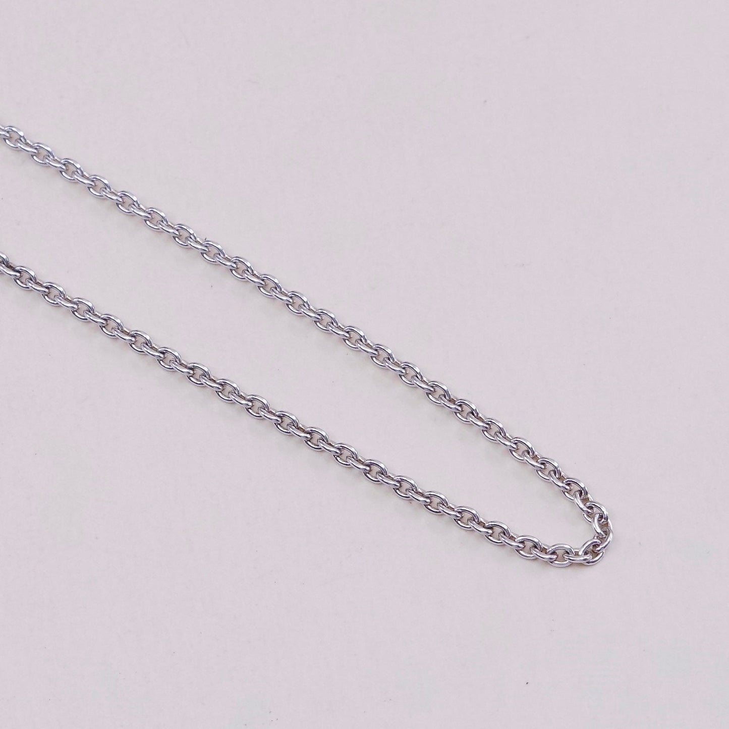 18”+2”, 1.6mm, Vintage sterling silver circle chain, Italy necklace
