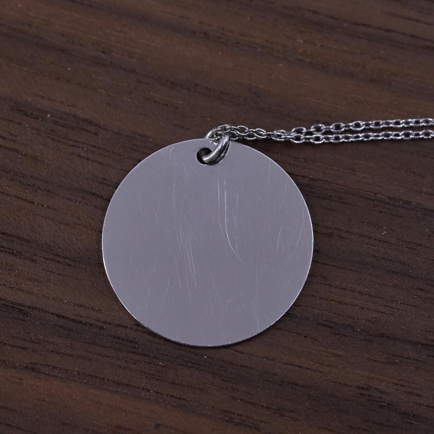 17", sterling silver necklace, 925 circle chain tag pendant “kindred spirits