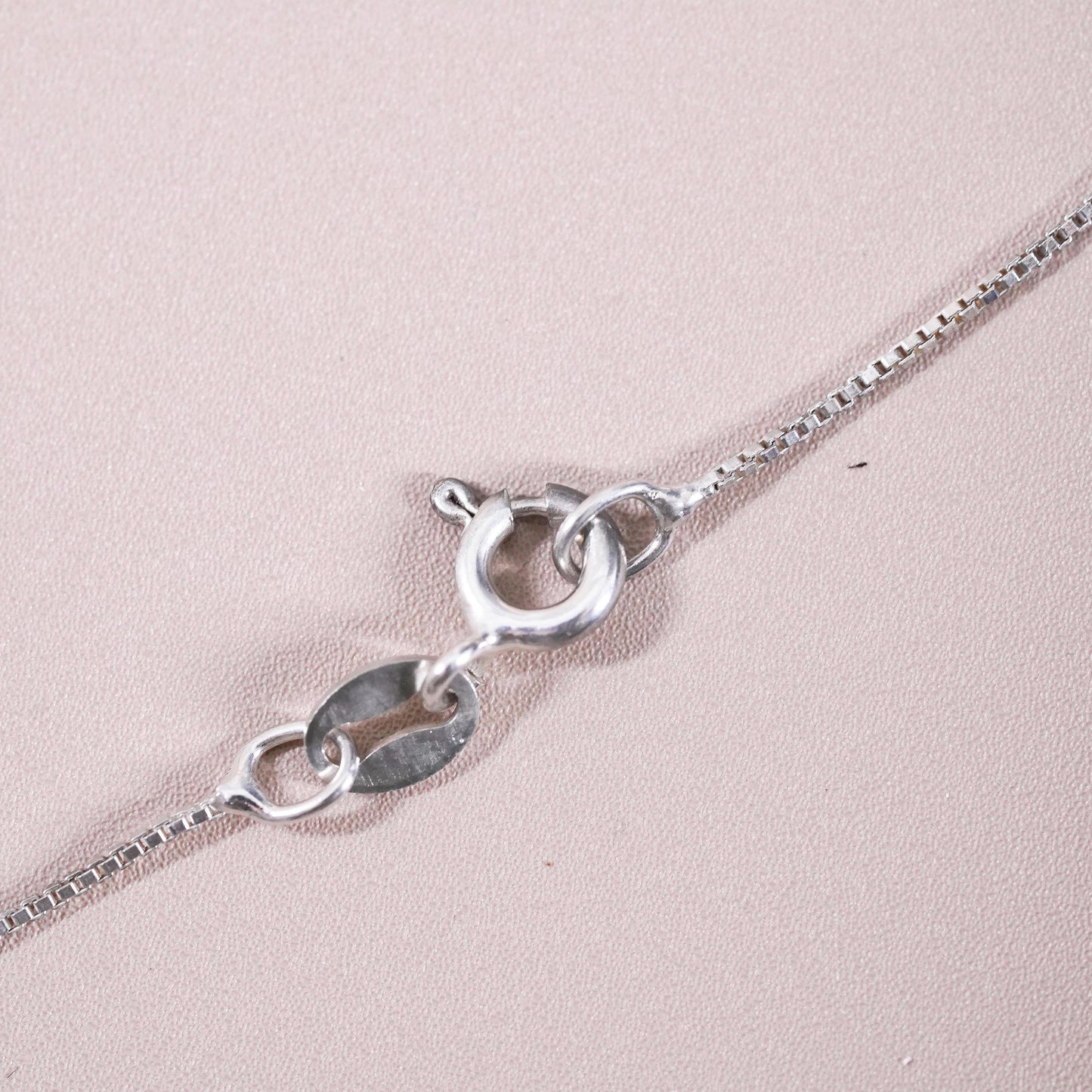 18”, Vintage Sterling silver handmade pendant, 925 box chain plumeria flower cz