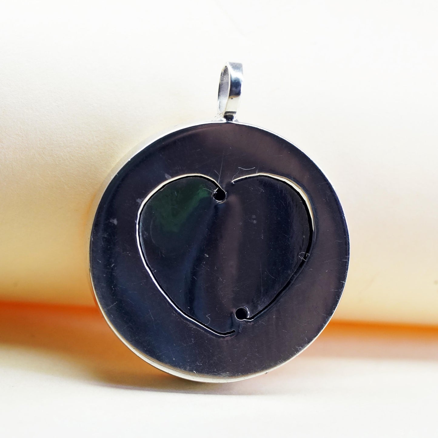 Vintage handmade sterling 925 silver handmade heart cutout pendant