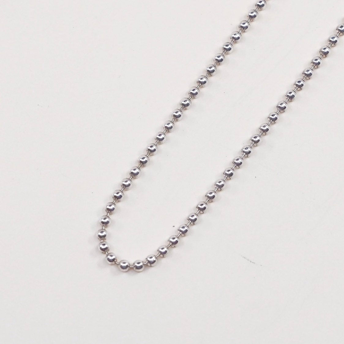 18", sterling silver beads chain, Italy made 925 silver necklace