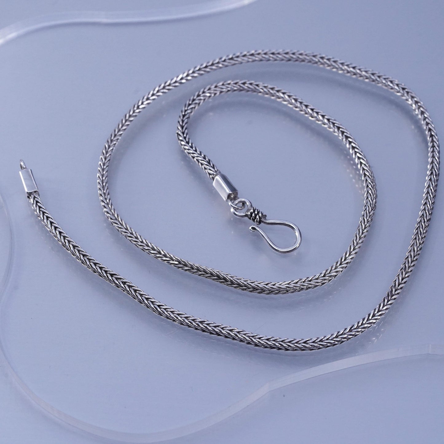20” 3mm, vintage Sterling 925 silver handmade wheat chain necklace
