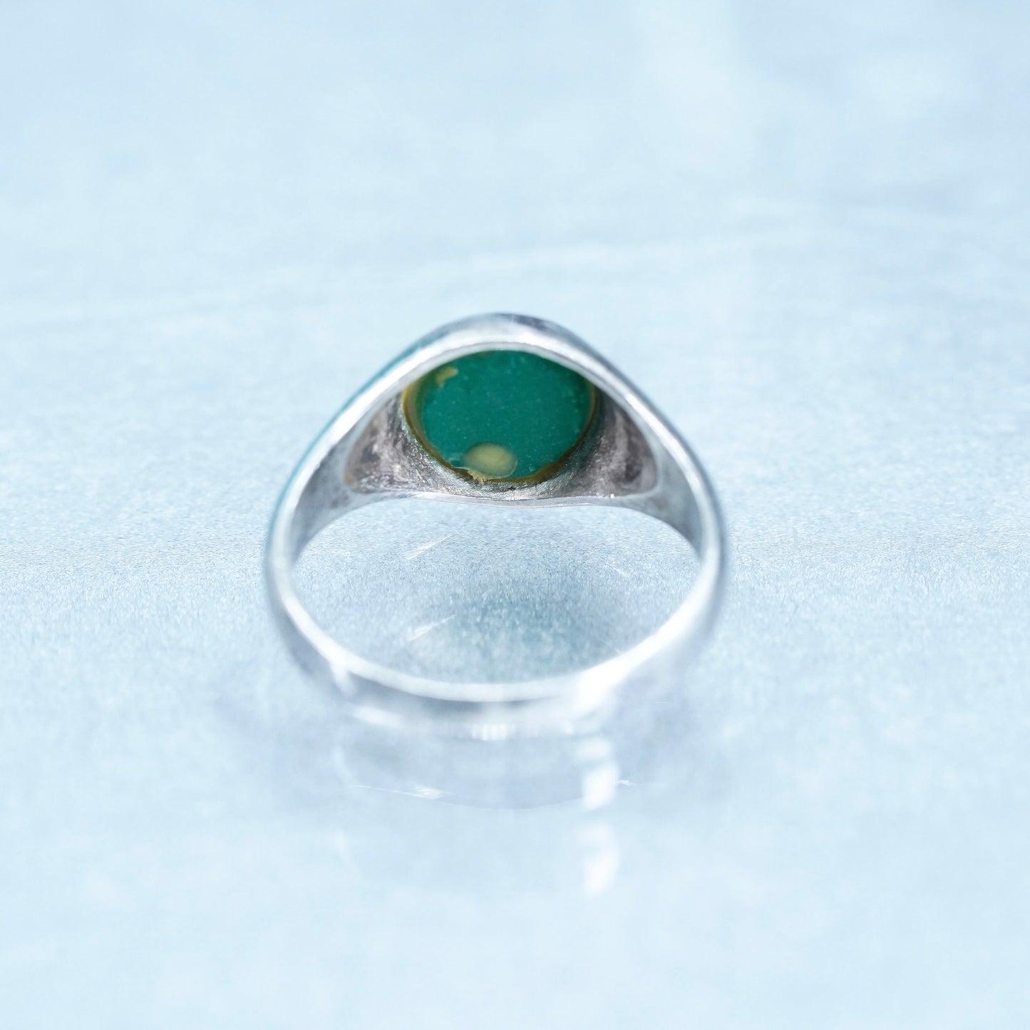 Size 7.5, vintage Sterling 925 silver handmade ring with green onyx