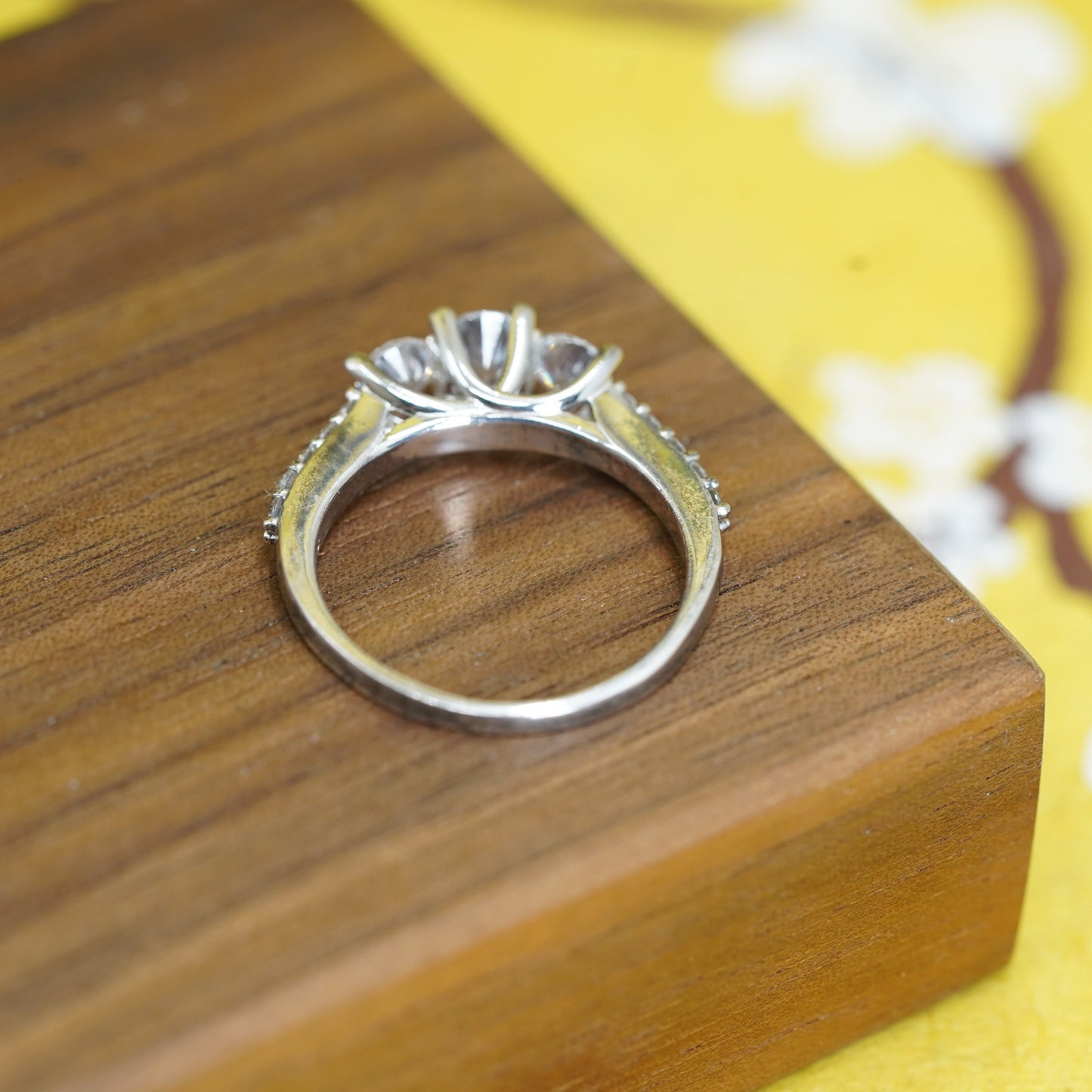 Size 8, vintage Sterling silver handmade ring, 925 engagement band with cz