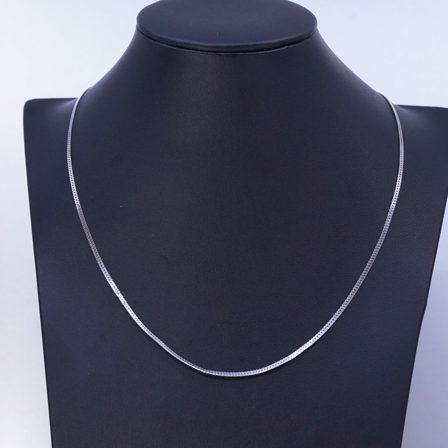 18” 2mm, vintage Italy Sterling 925 silver flatten curb chain necklace
