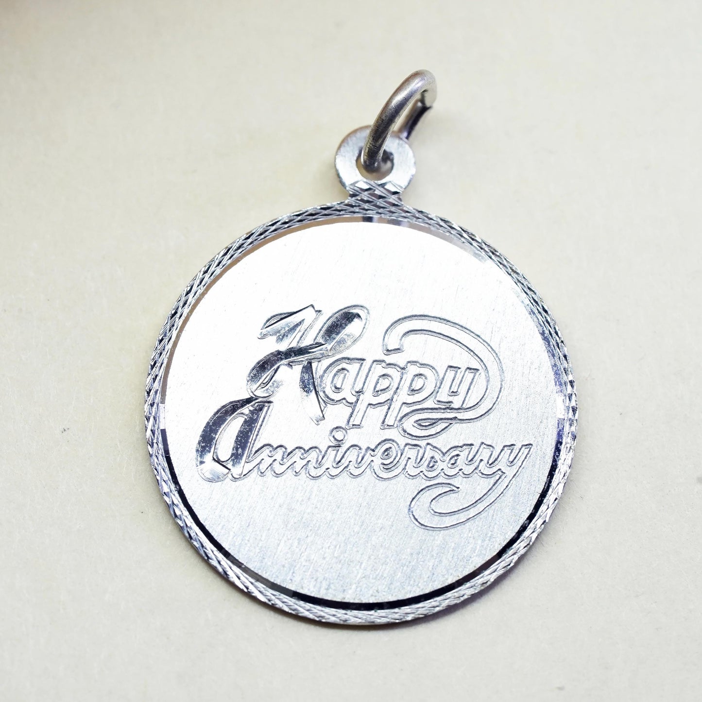 Vintage Sterling silver handmade pendant, 925 tag charm “happy birthday”