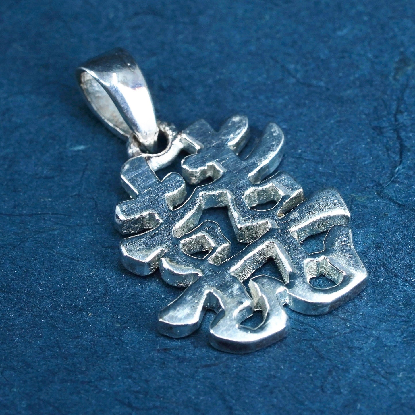 Sterling 925 silver charm pendant with Chinese character “happiness and joy”