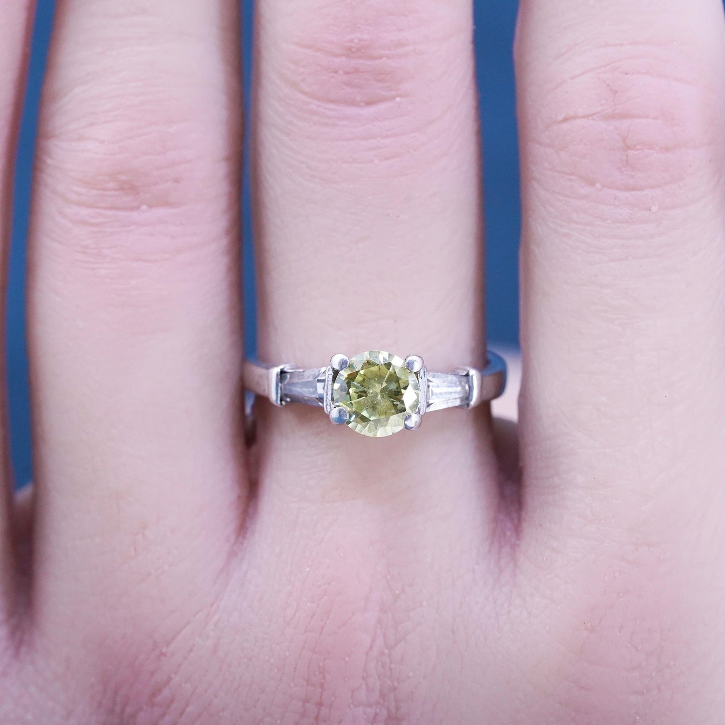 Size 7, vintage Sterling 925 silver ring with citrine and cz around