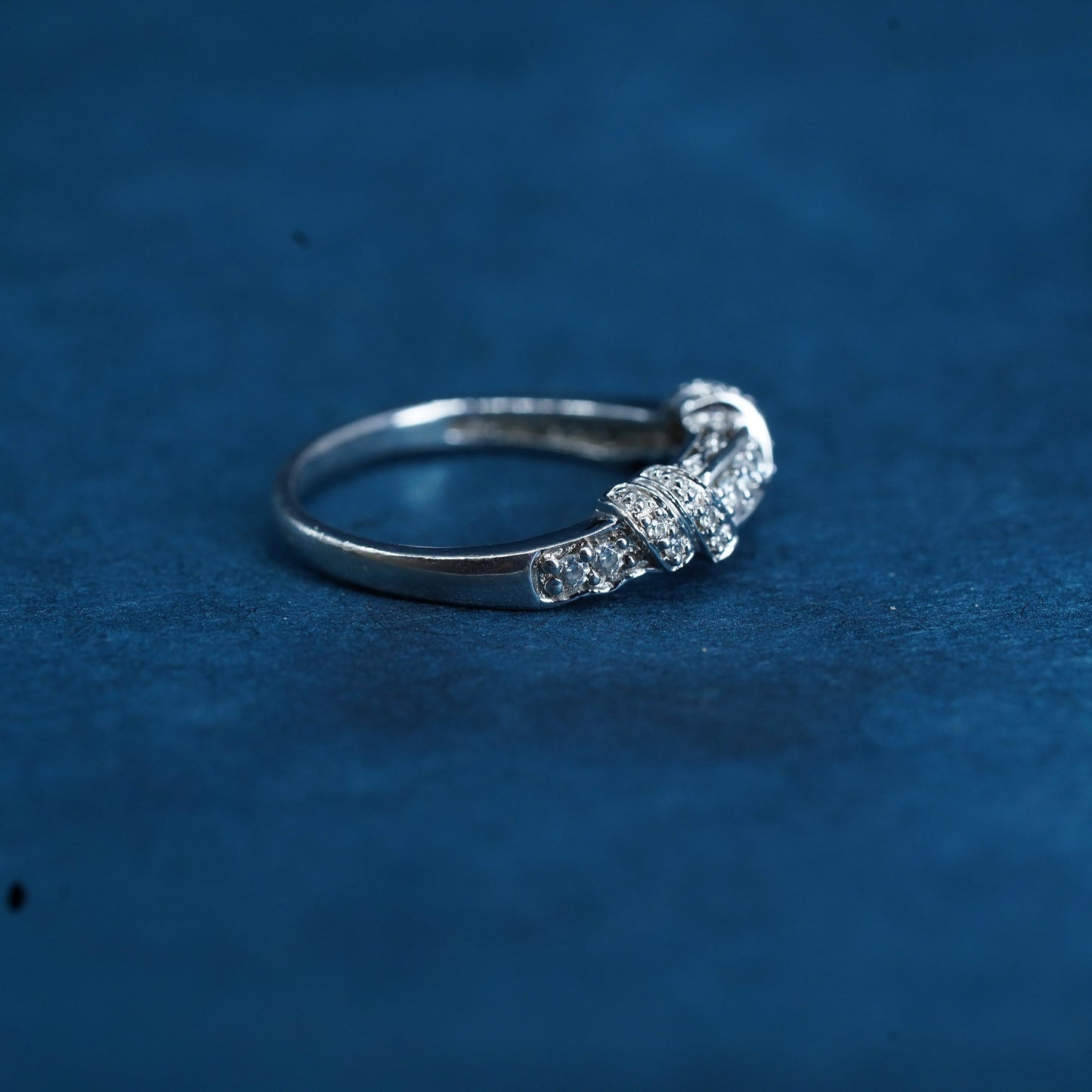 Size 8, vintage Sterling 925 silver ring, 925 stackable wedding band with Cz