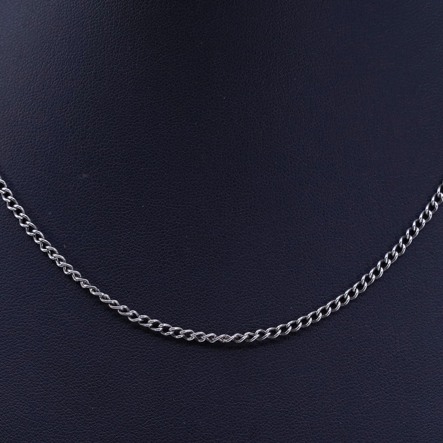 16” 3mm, vintage Sterling 925 silver handmade curb chain necklace
