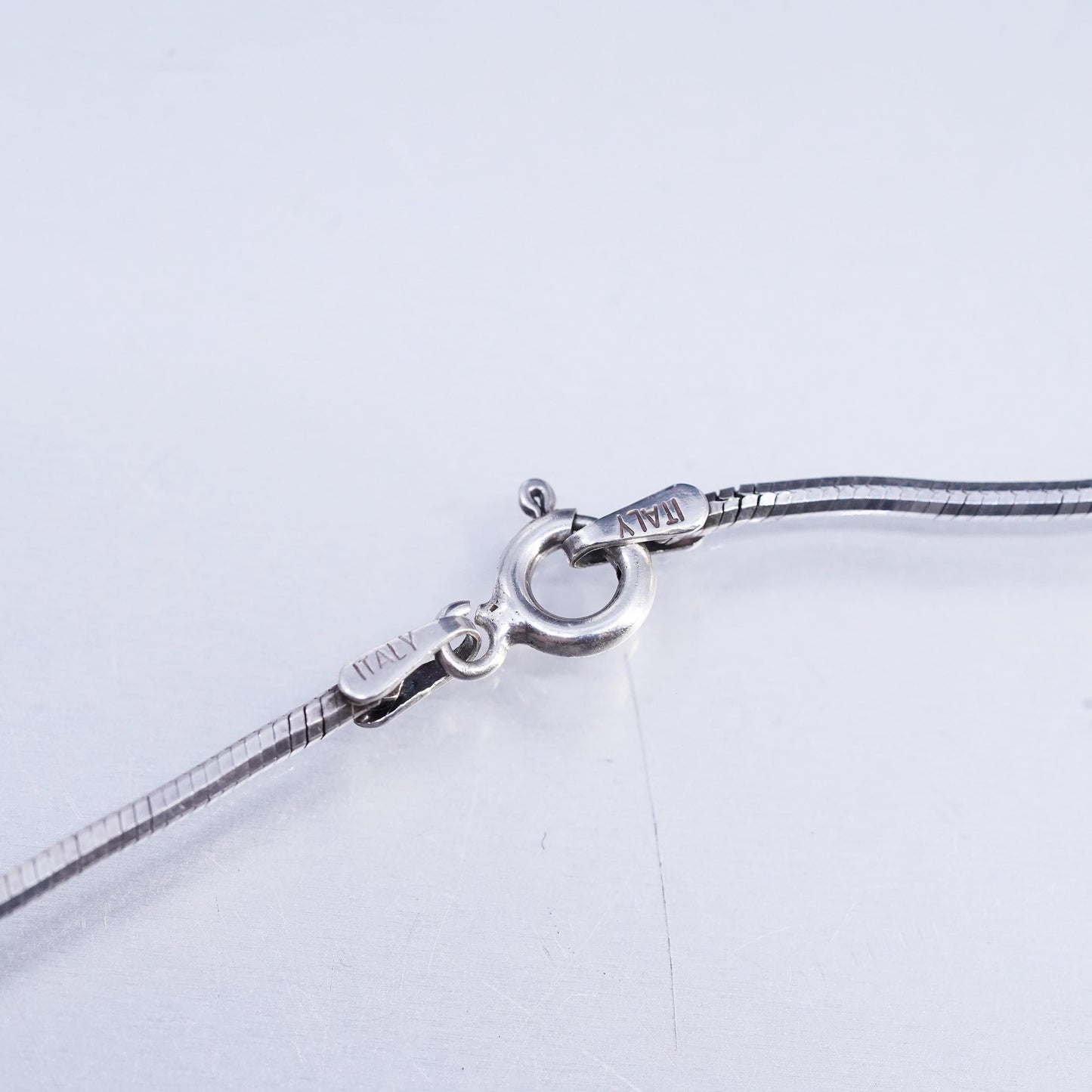 24" 1.6mm, vintage Italian Sterling 925 silver square snake chain necklace