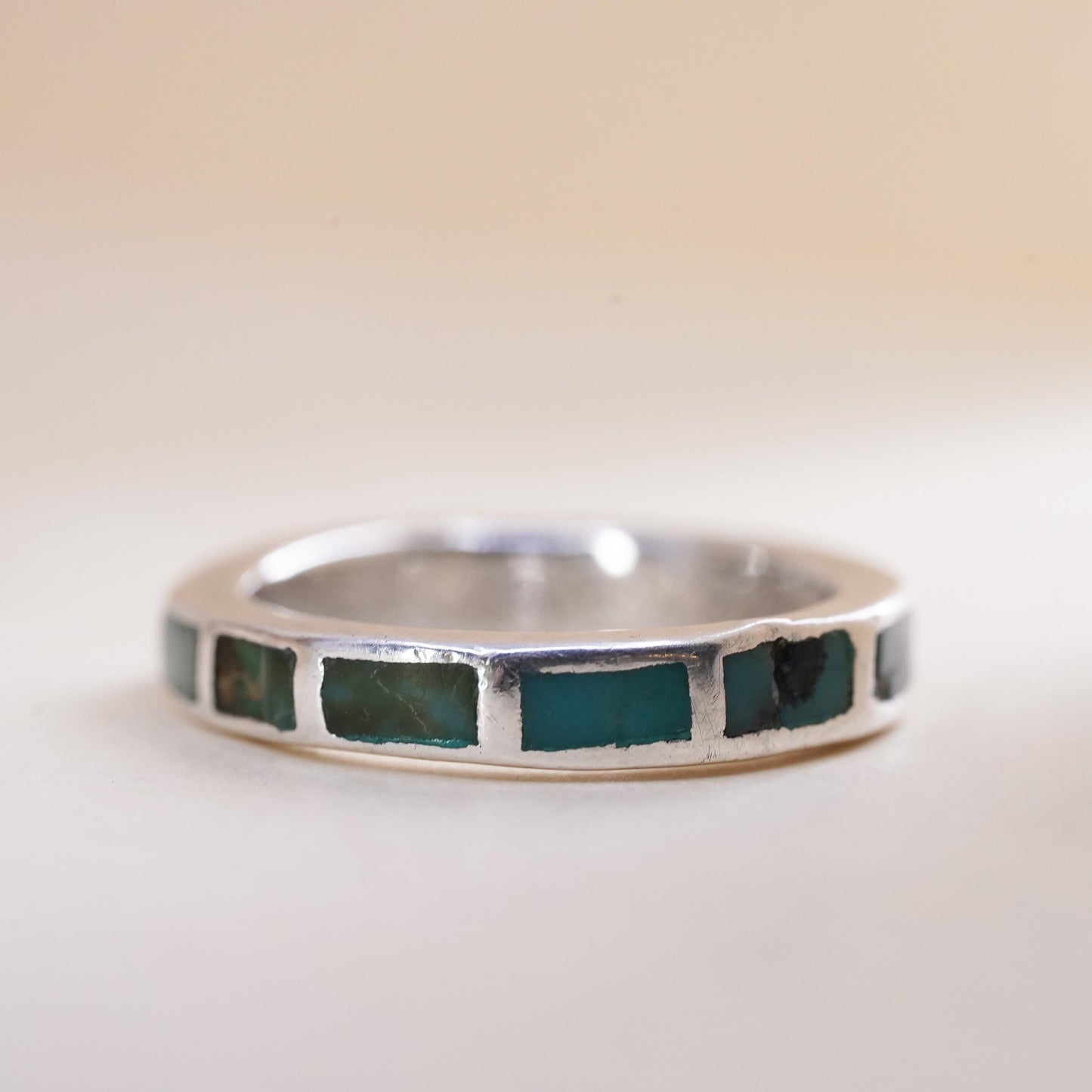 Size 5.5, Native American Bell Trading sterling silver ring, 925 band turquoise
