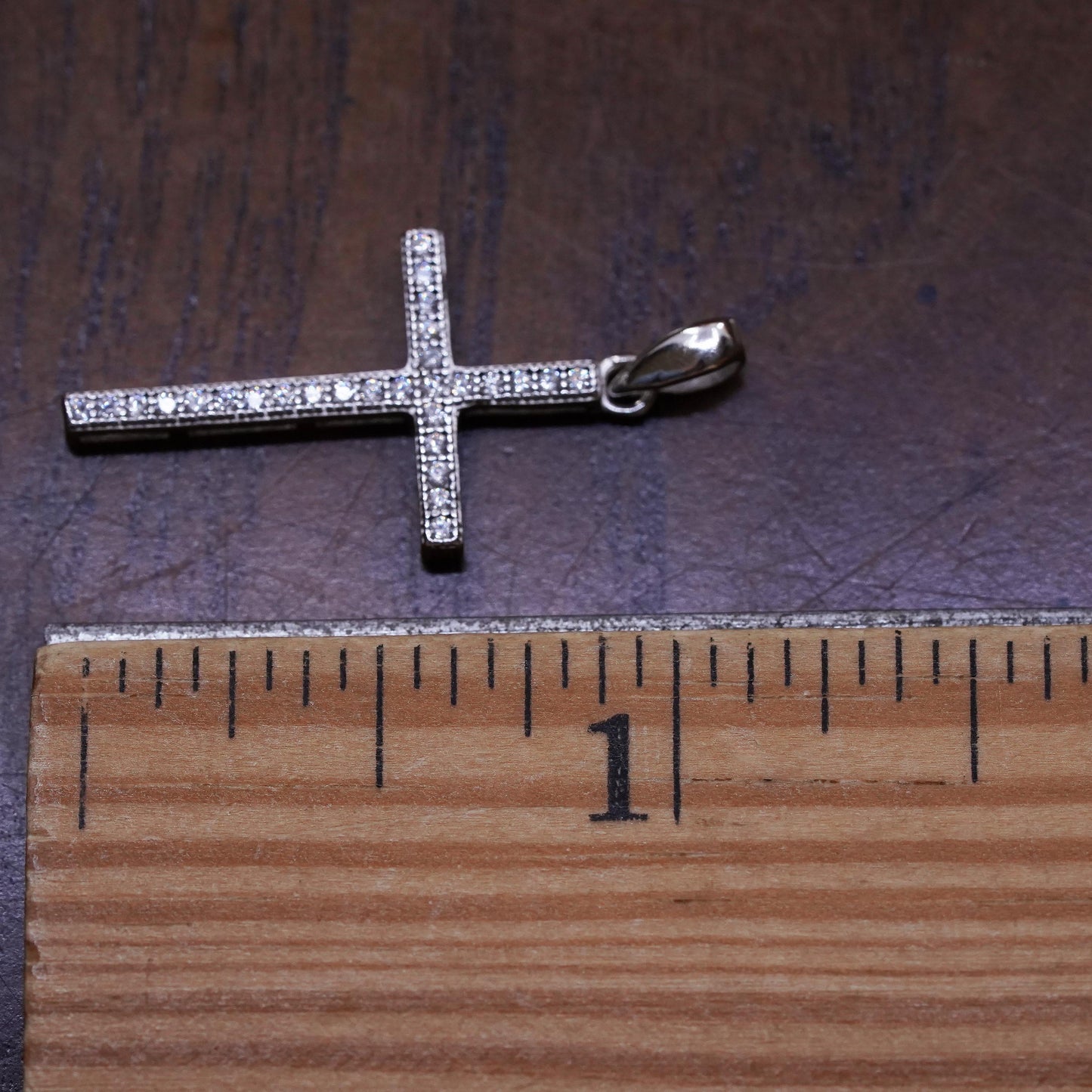 Vintage sterling silver pendant, 925 cross handmade pendant with Cz
