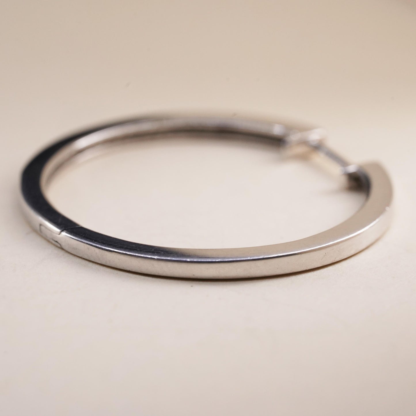 1.25", Vintage sterling silver loop single earring, hoop with cluster diamonds