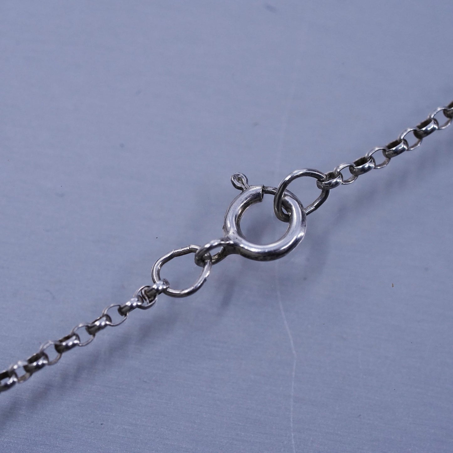 18” 1mm, vintage Sterling 925 silver circle chain necklace