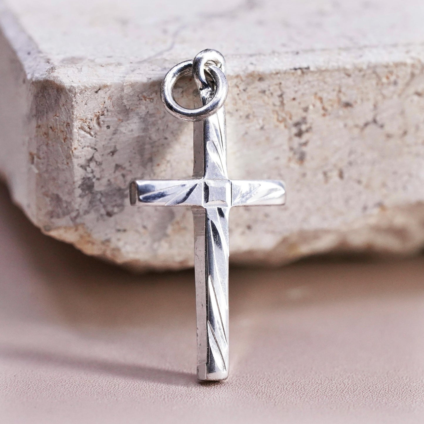 Sterling silver handmade charm, solid 925 silver cross pendant