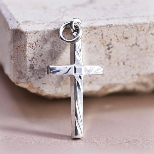 Sterling silver handmade charm, solid 925 silver cross pendant
