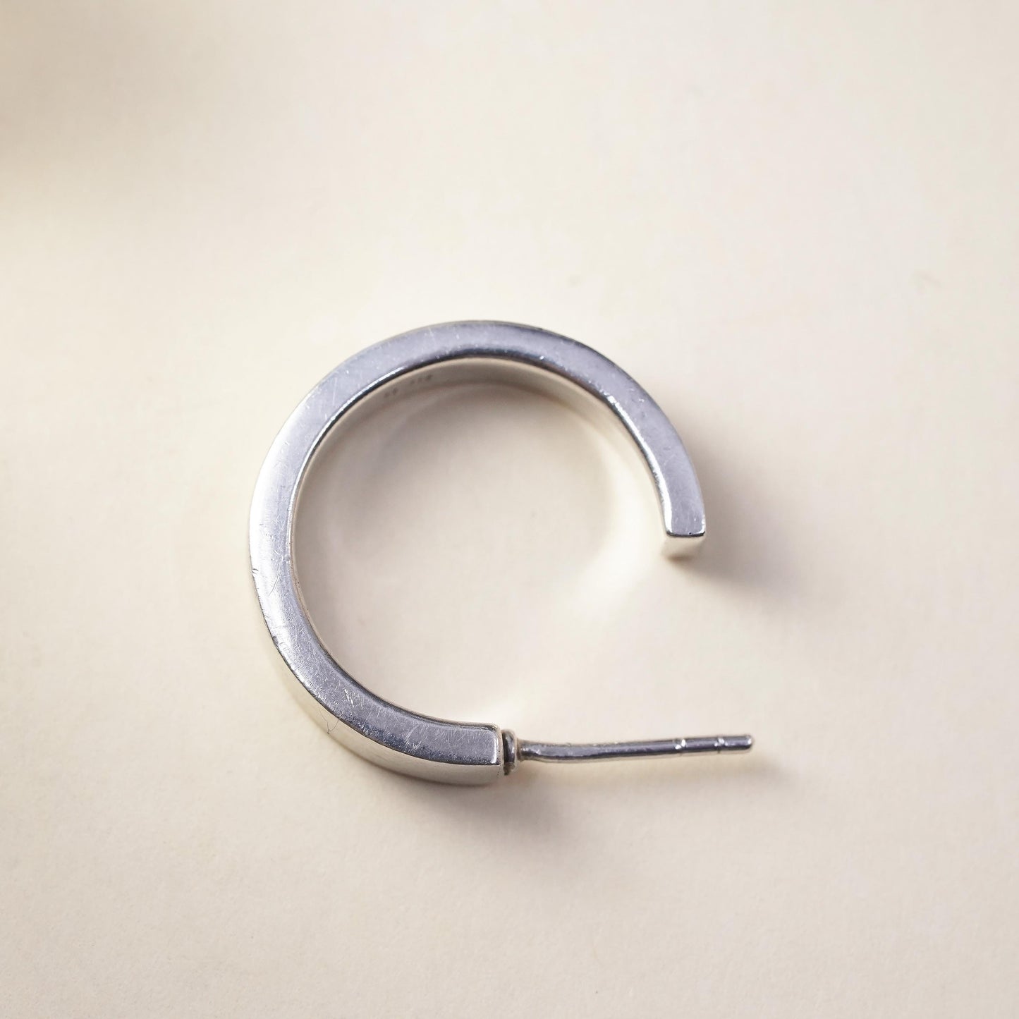 0.75", Vintage sterling silver single earring, fashion primitive hoop stud