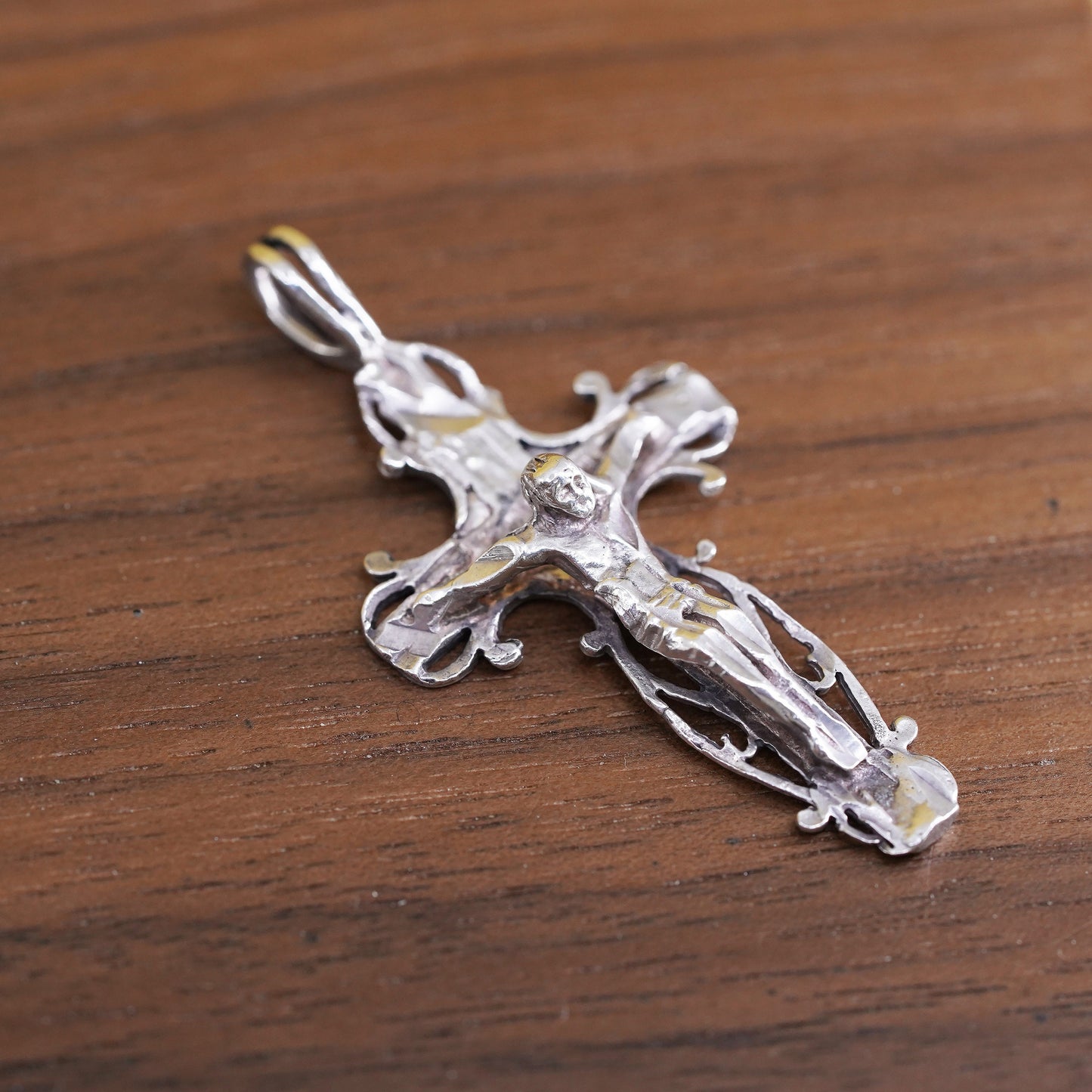 Vintage Sterling silver handmade pendant, 925 cross with Jesus