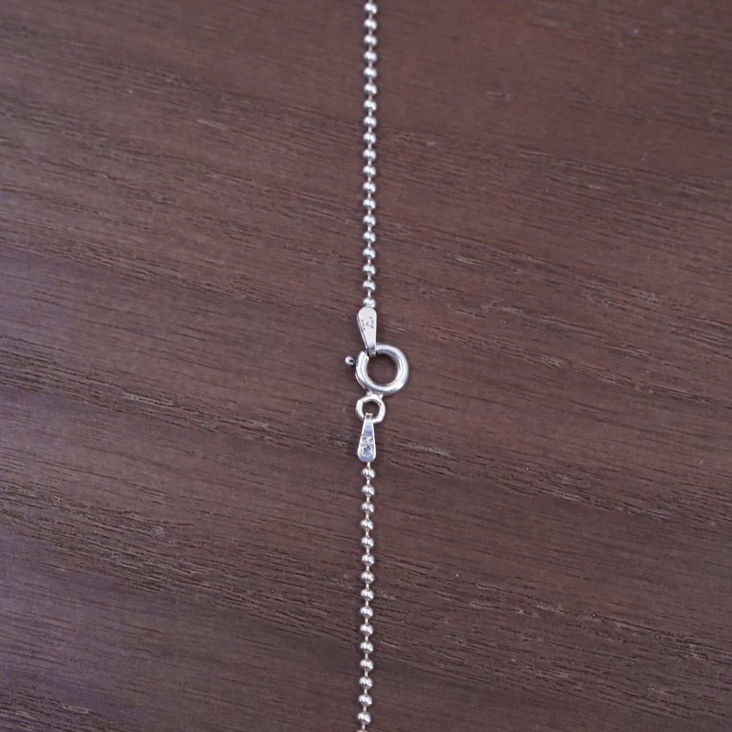 16”, 1mm, vintage Sterling silver beads necklace, 925 chain
