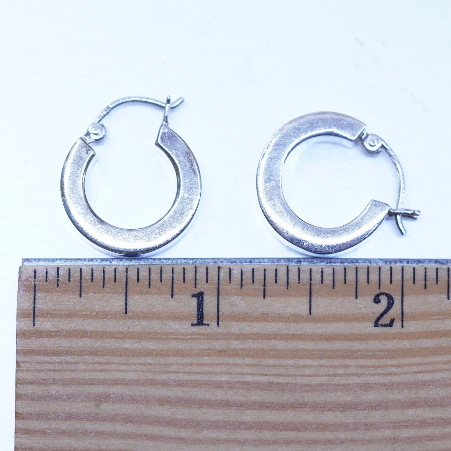 0.75”, vintage Sterling silver handmade earrings, wide 925 hoops