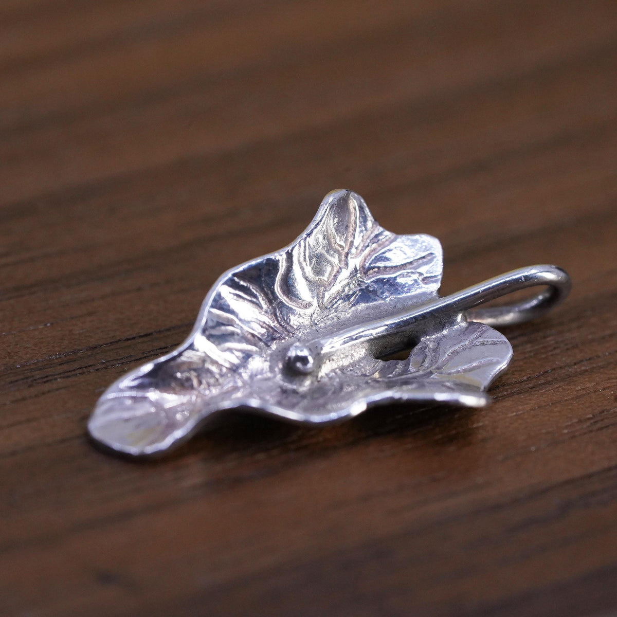 Vintage sterling 925 silver handmade grape leaf pendant