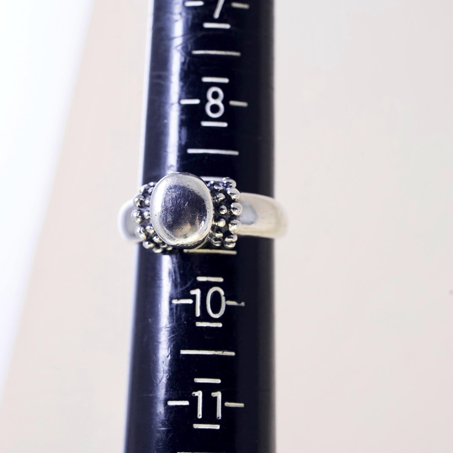 Size 9, vintage Sterling silver handmade ring, 925 beads band