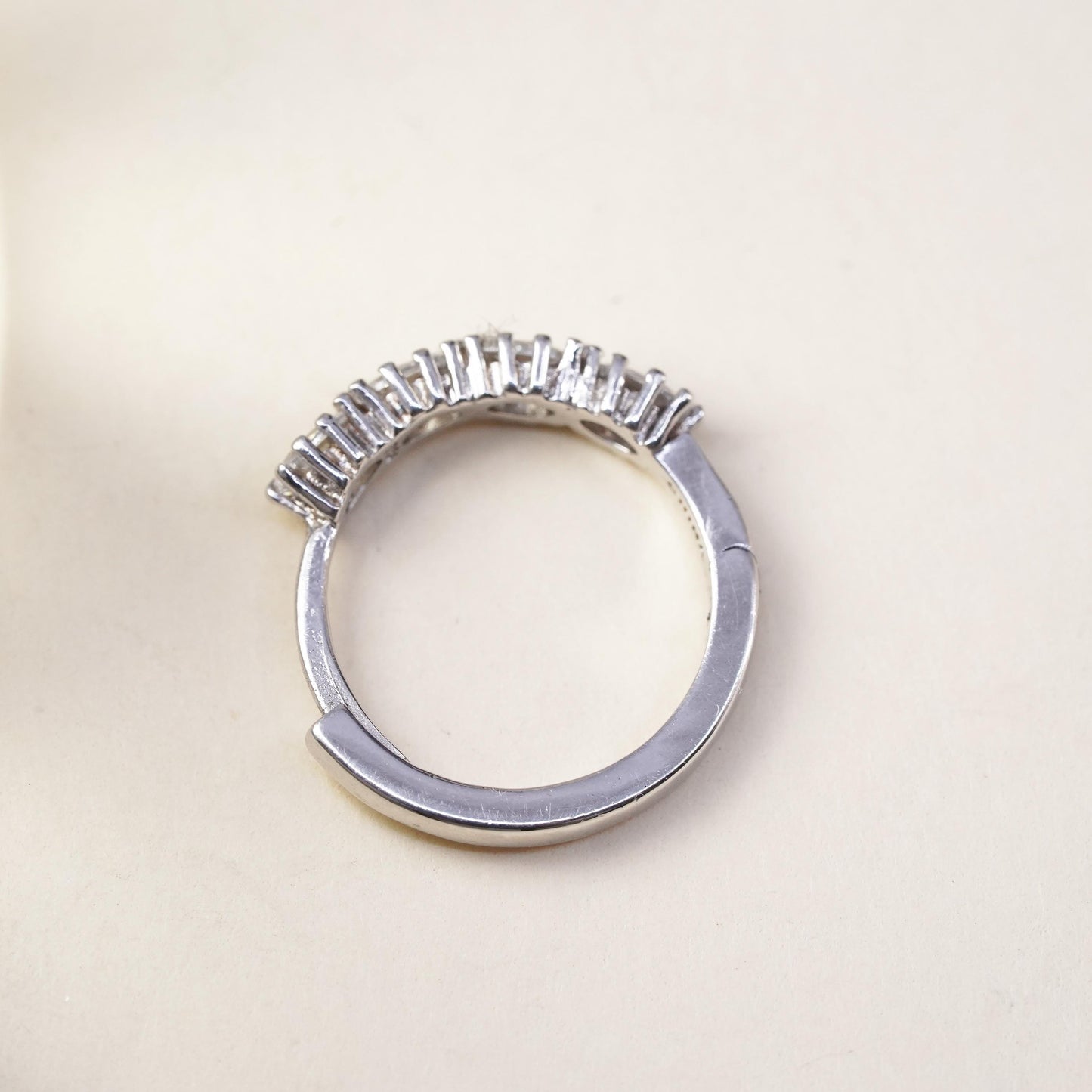 0.75", Vintage sterling silver loop single earring, primitive hoop with cz