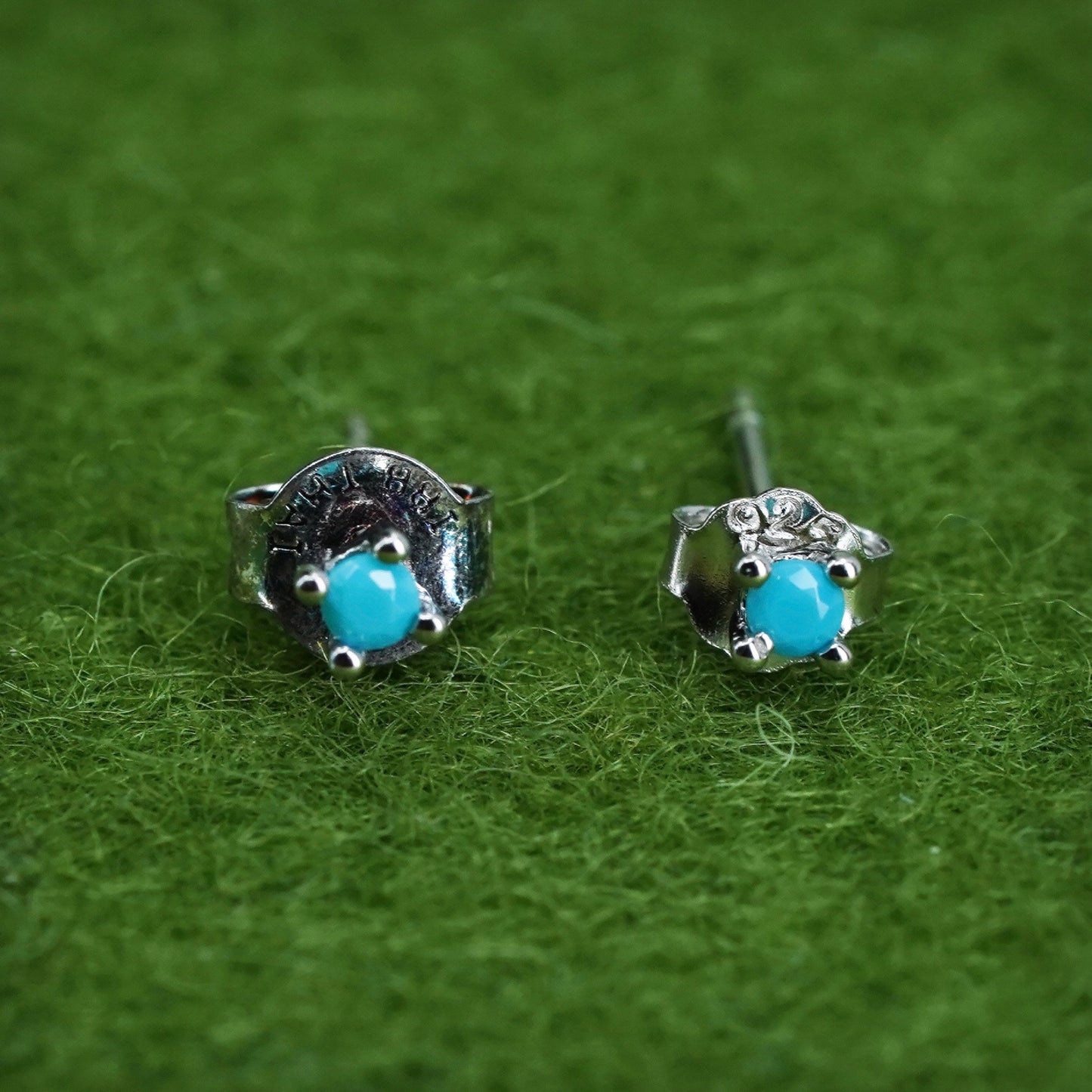 Vintage sterling silver handmade earrings, southwestern 925 studs w/ turquoise