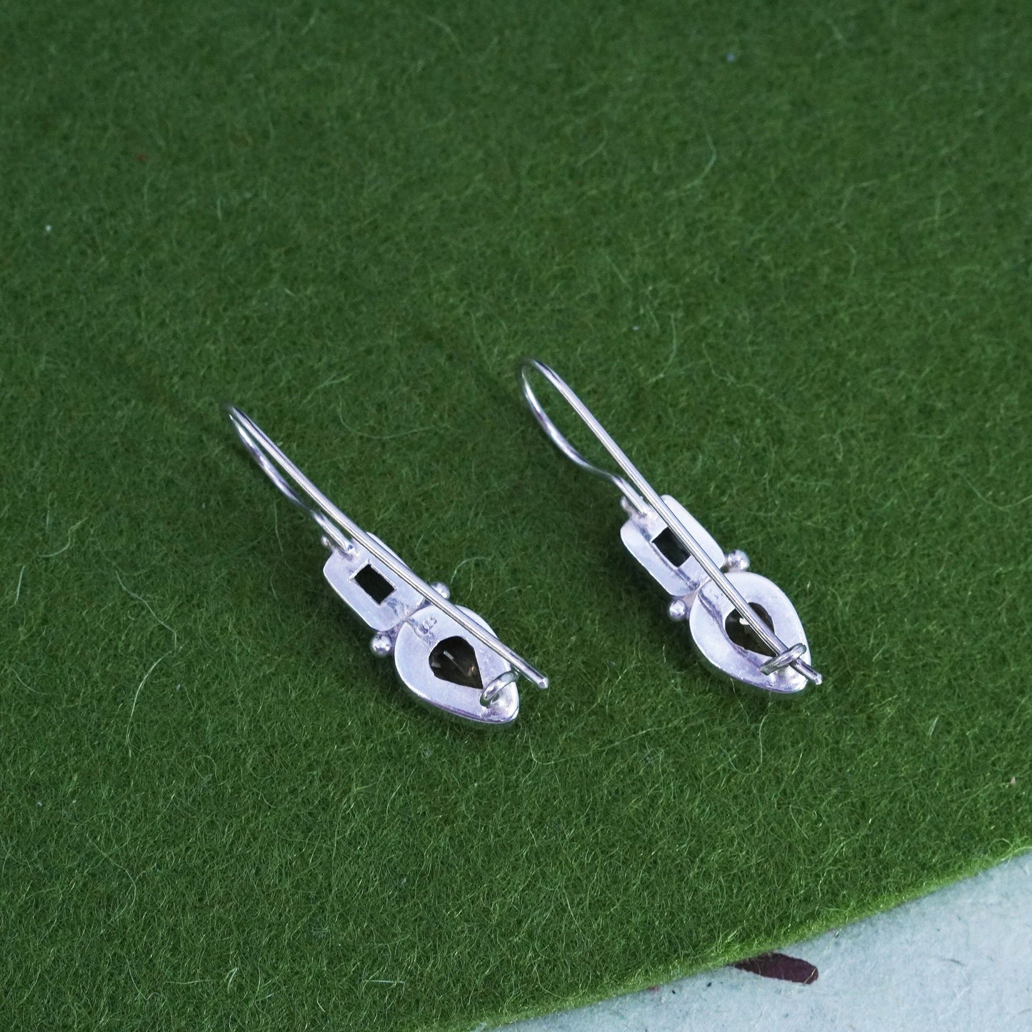 Vintage sterling 925 silver handmade earrings with citrine peridot