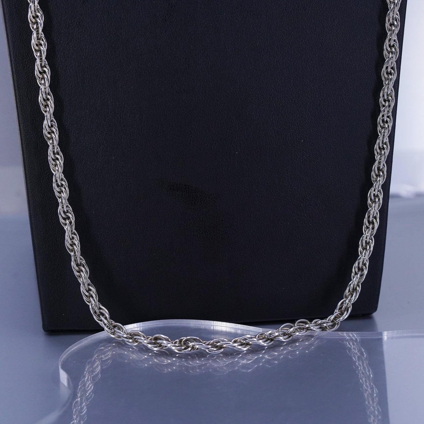 30” 5mm, vintage Italian Sterling 925 silver bold rope chain necklace