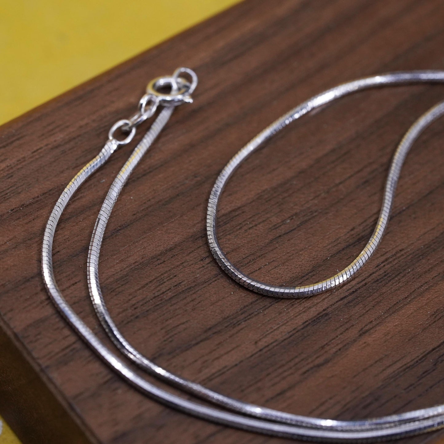 18" 1.6mm, vintage Sterling silver necklace, Italy 925 square snake chain