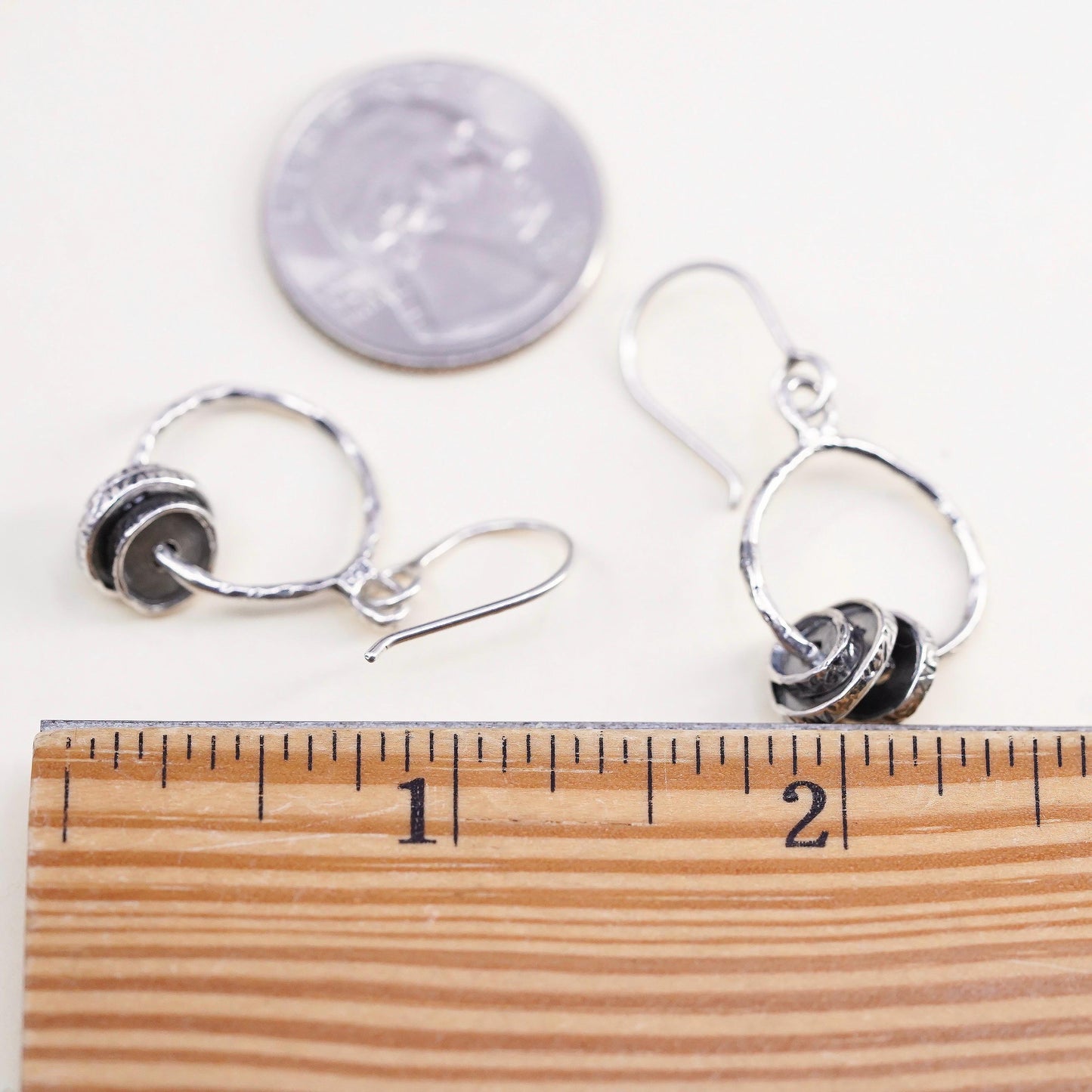 Vintage PZ Paz Israel Sterling Silver 925 hammered textured disc earrings beads
