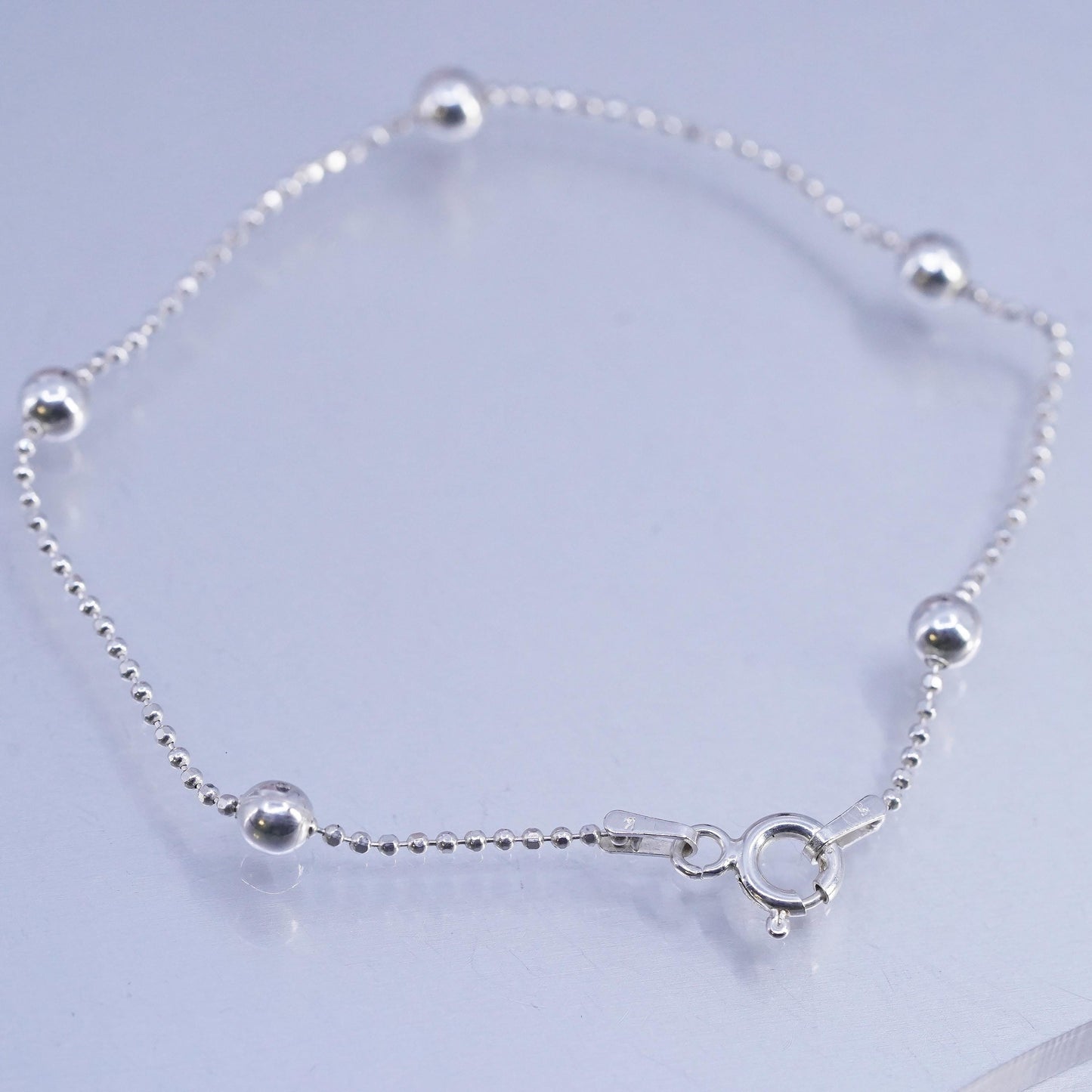 7", vintage Italian Sterling 925 silver circle bracelet with beads
