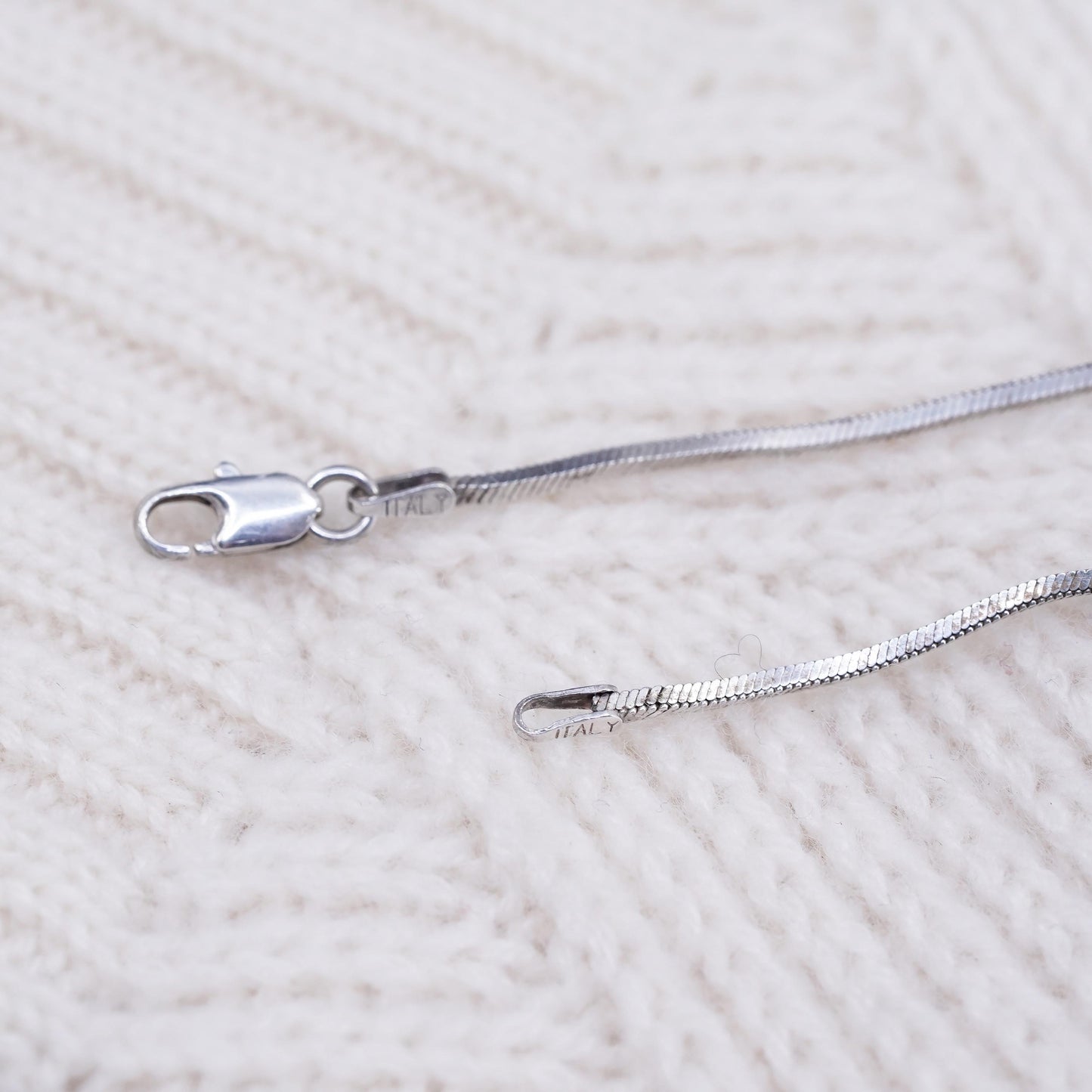 20”, 1.6mm, Vintage sterling silver square snake chain, Italy 925 necklace