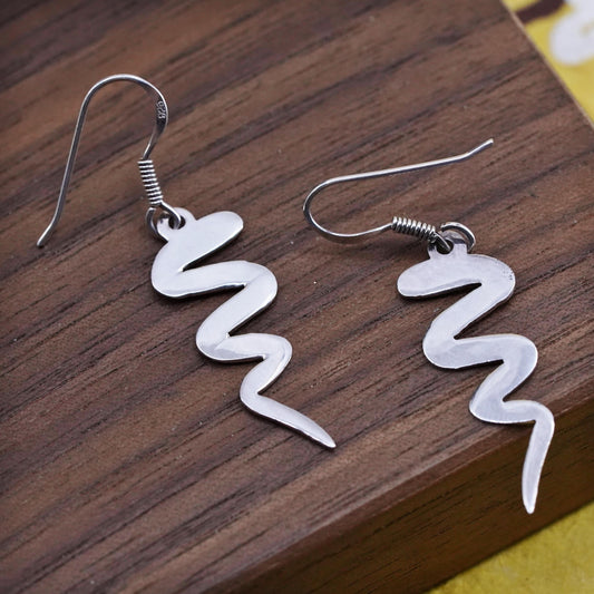 Vintage Mexican Sterling silver handmade earrings, 925 tornado drops