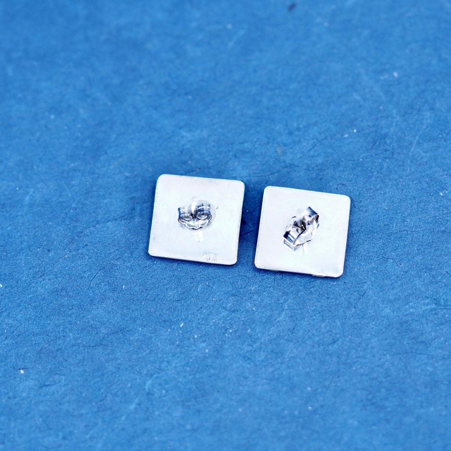 vintage two tone Sterling 925 silver handmade square studs earrings
